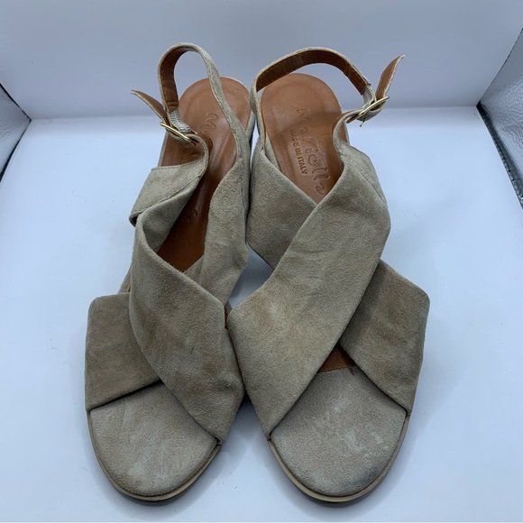 Mariella Woman’s Beige Suede Leather Sling Back Sandals Size 9 - Picture 2 of 10